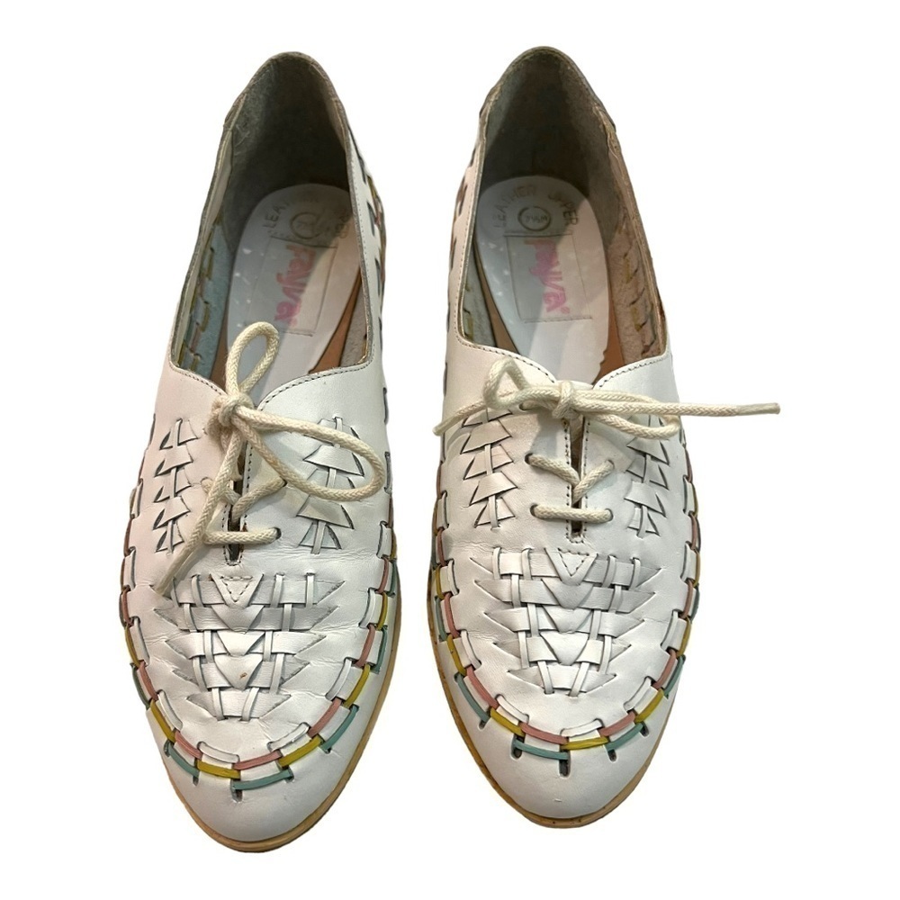 Vintage Fayva Leather Moccasins White Pastel 7.5